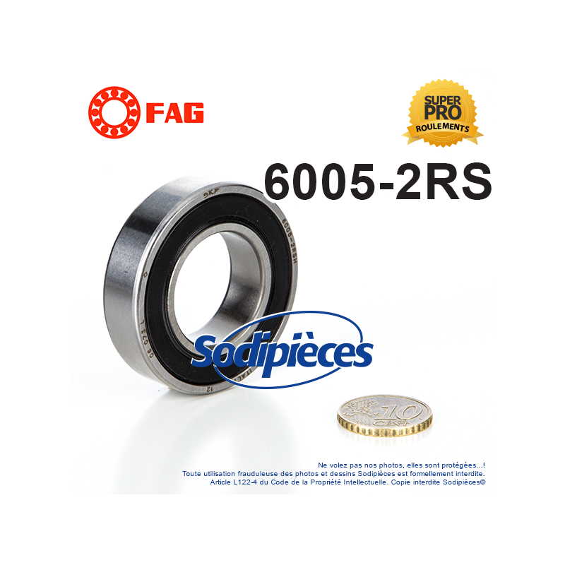 Roulement à billes 6005-2RS FAG. Double étanchéité