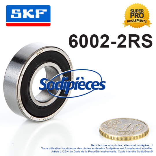 Roulement à billes 6002-2RS SKF. Double étanchéité