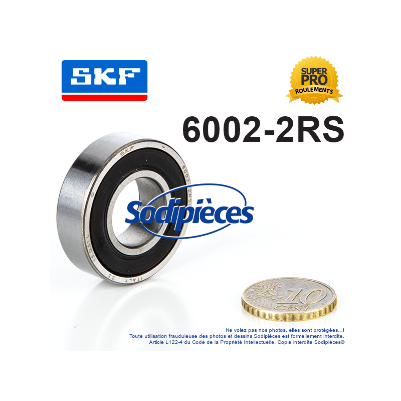 Roulement à billes 6002-2RS SKF. Double étanchéité