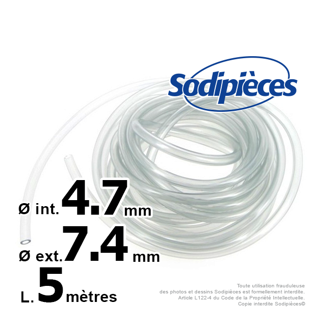 Durite nylon Ø ext  7,4 mm. 10 mètres