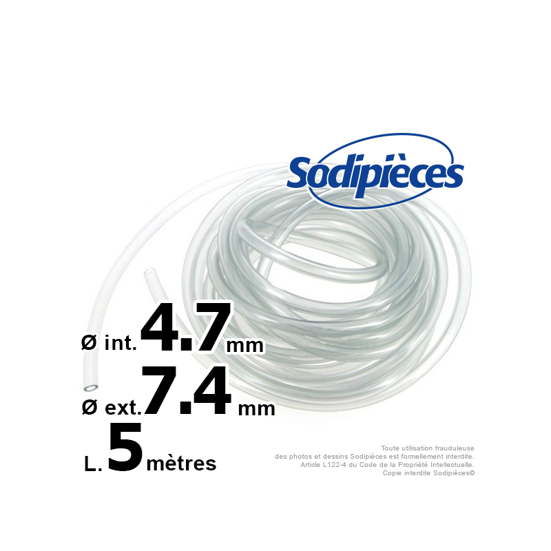 Durite nylon Ø ext  7,4 mm. 10 mètres