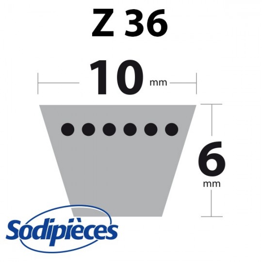 Courroie tondeuse Z36 Trapézoïdale. 10 mm x 952 mm.