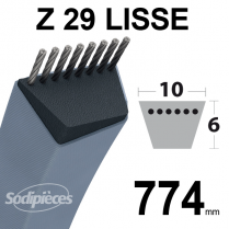 Courroie tondeuse Z29 Trapézoïdale. 10 mm x 774 mm.