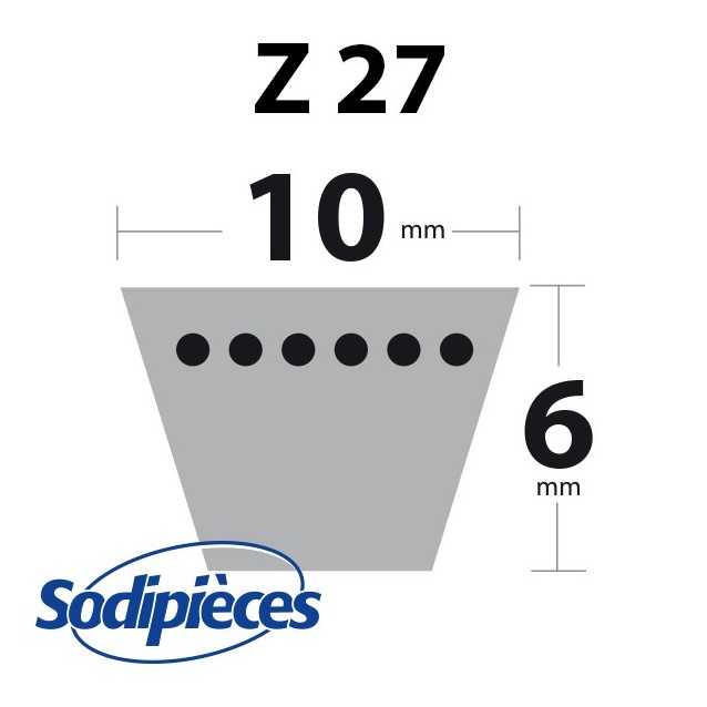 Courroie tondeuse Z27 Trapézoïdale. 10 mm x 724 mm.