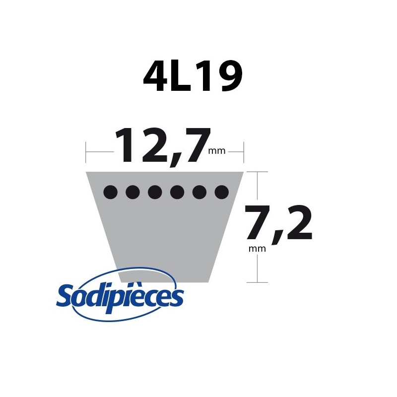 Courroie 4L19 Kevlar Trapézoïdale. 12,7 mm x 483 mm.