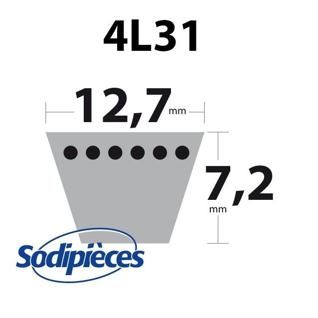 Courroie 4L31 Kevlar Trapézoïdale. 12,7 mm x 787 mm.