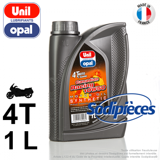 Huile synthétique 4 temps Canadian Racing 10W50 Uni Opal. 1 litre