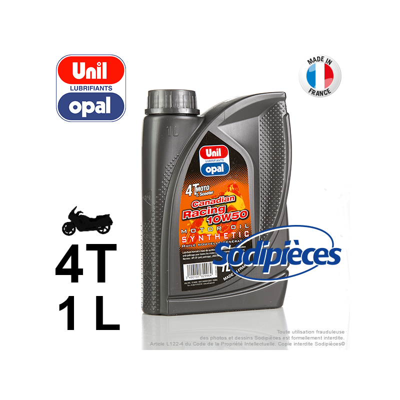 Huile synthétique 4 temps Canadian Racing 10W50 Uni Opal. 1 litre