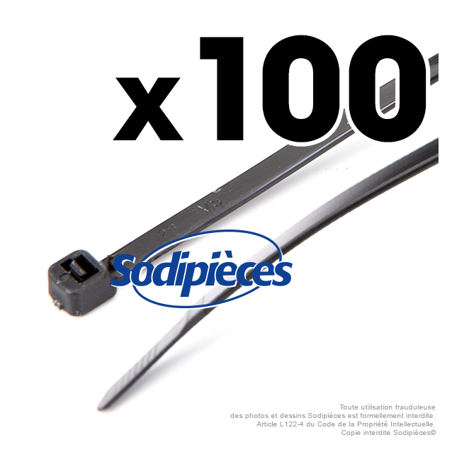 Collier de serrage 4,8 x 150 mm autobloquant plastique. Par 100