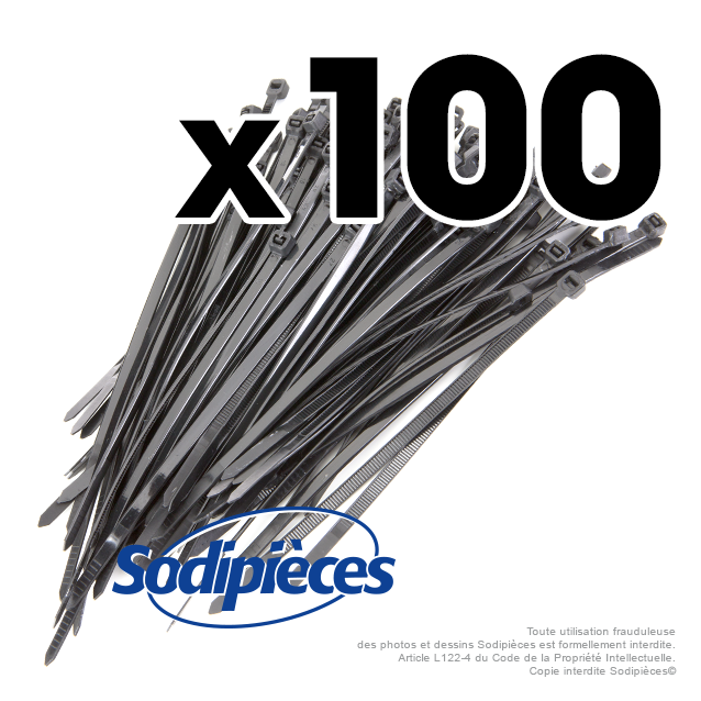 Collier de serrage 4,8 x 150 mm autobloquant plastique. Par 100