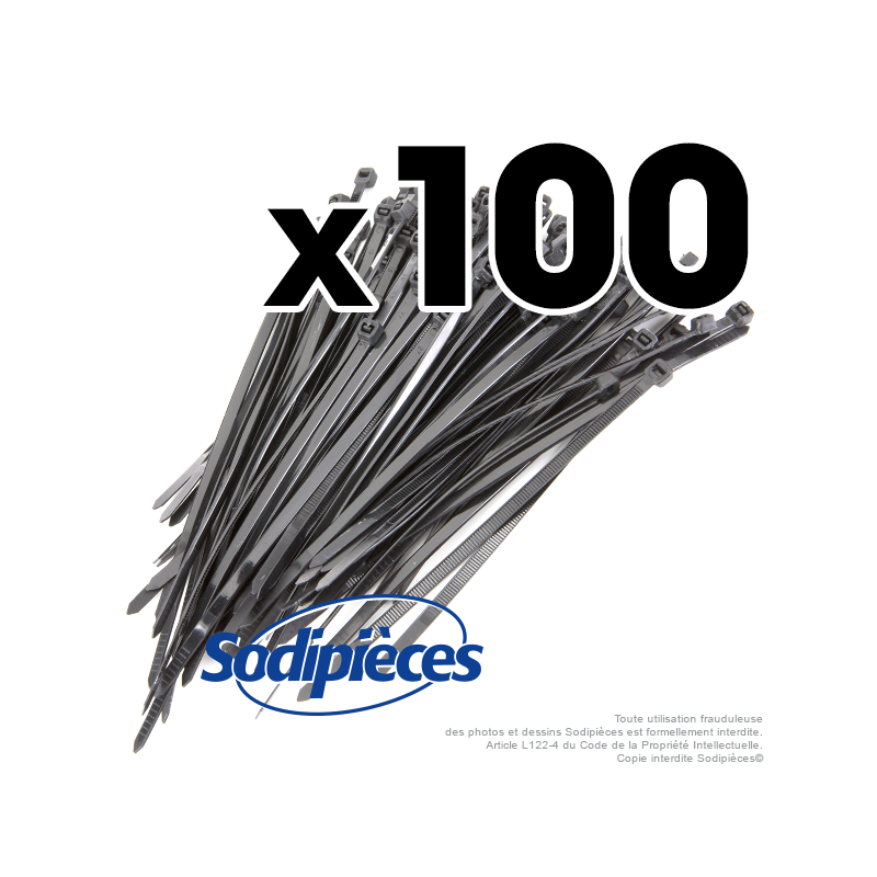 Collier de serrage 4,8 x 150 mm autobloquant plastique. Par 100