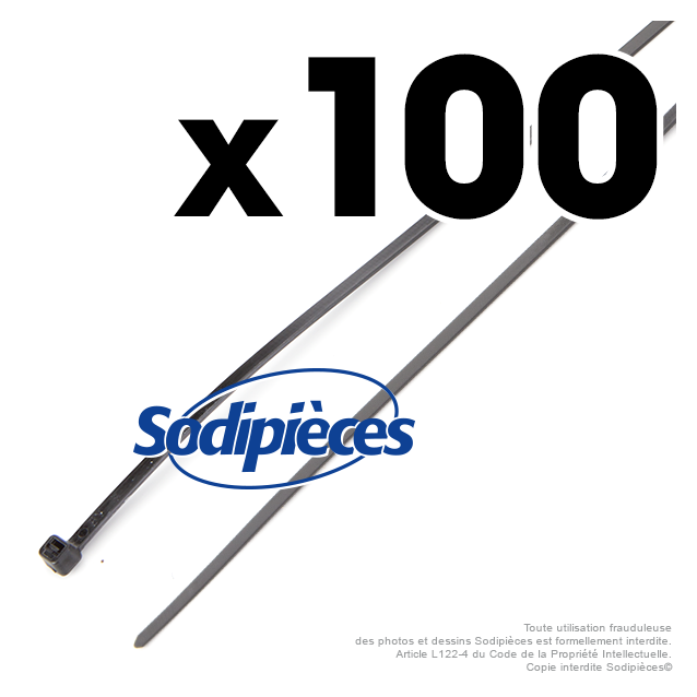 Collier de serrage  4,8 x 390 mm autobloquant plastique. Par 100