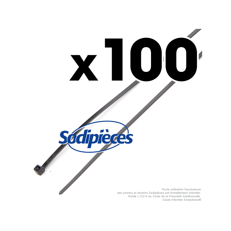 Collier de serrage  4,8 x 390 mm autobloquant plastique. Par 100