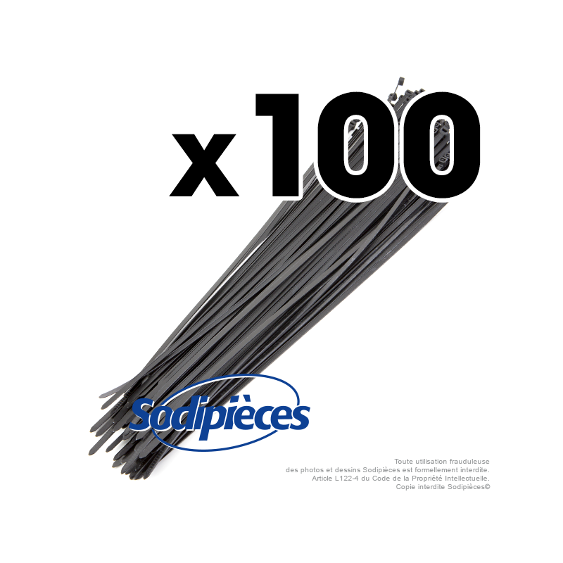 Collier de serrage  4,8 x 390 mm autobloquant plastique. Par 100