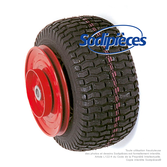 Roue complète avec pneumatique 13 x 650 x 6. Double poulie