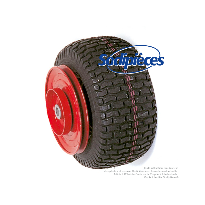 Roue complète avec pneumatique 13 x 650 x 6. Double poulie