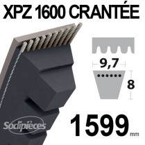 Courroie XPZ1600 Trapézoïdale crantée. 9,7 mm x 1599 mm.