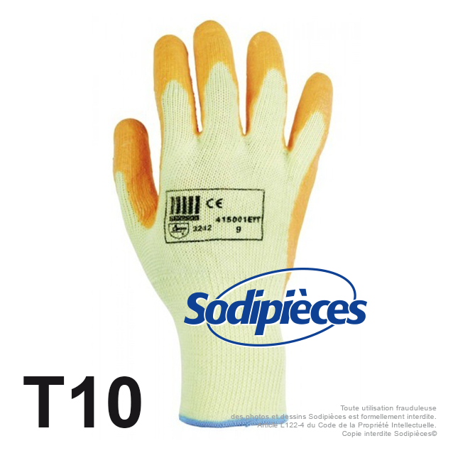 Gants risque mécanique. Taille 10