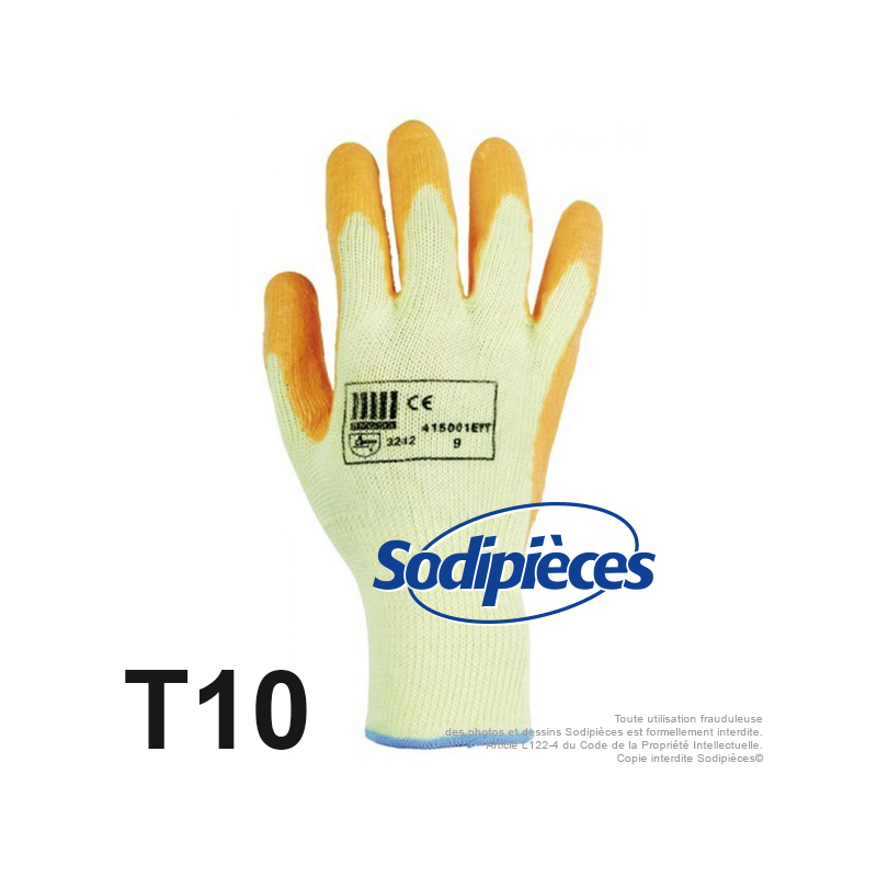 Gants risque mécanique. Taille 10