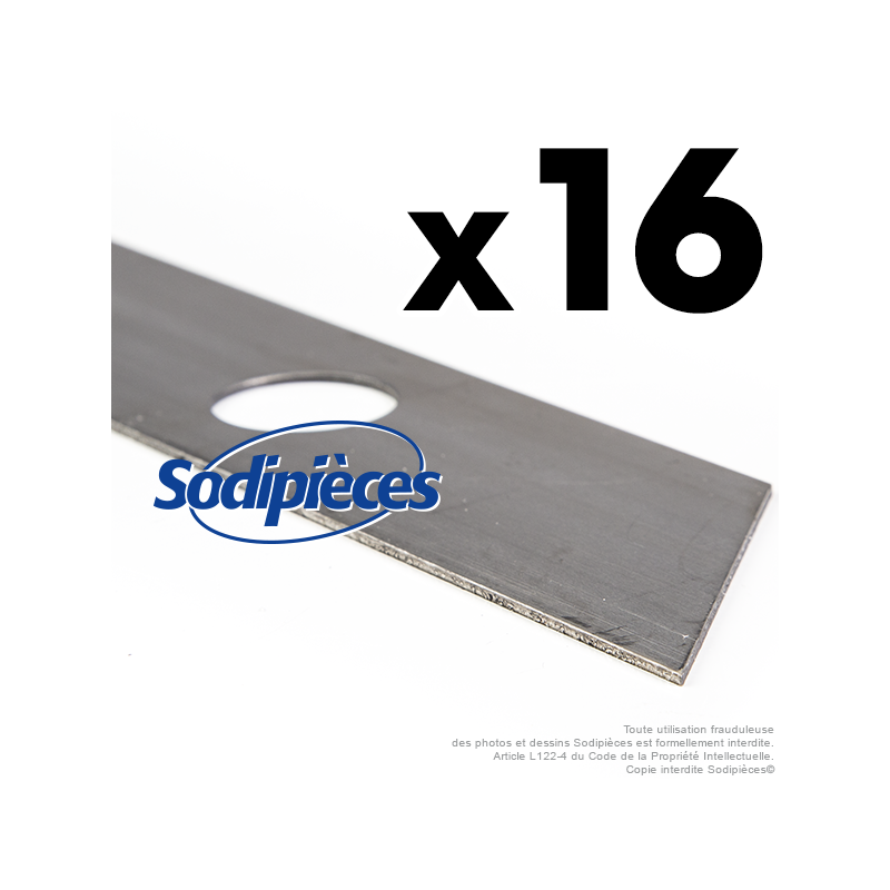 Couteaux scarificateurs pour Tielburger, Iseki, Viking n° origine KB002-002. Jeu de 16