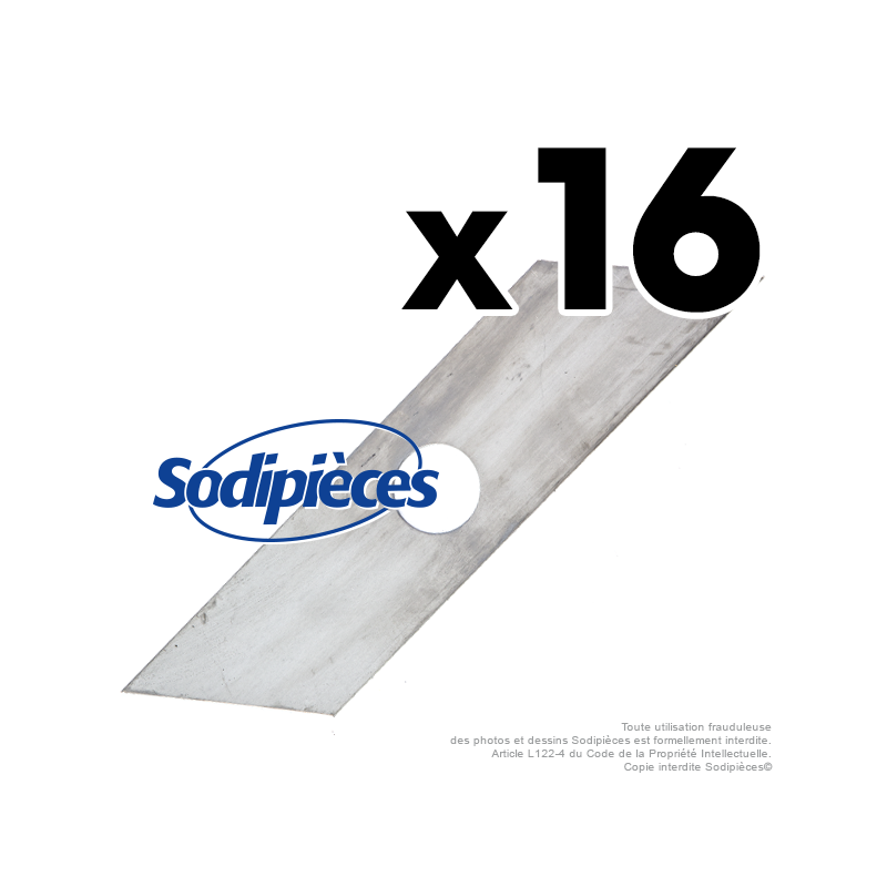 Couteaux scarificateurs pour Tielburger, Iseki, Viking n° origine KB002-002. Jeu de 16