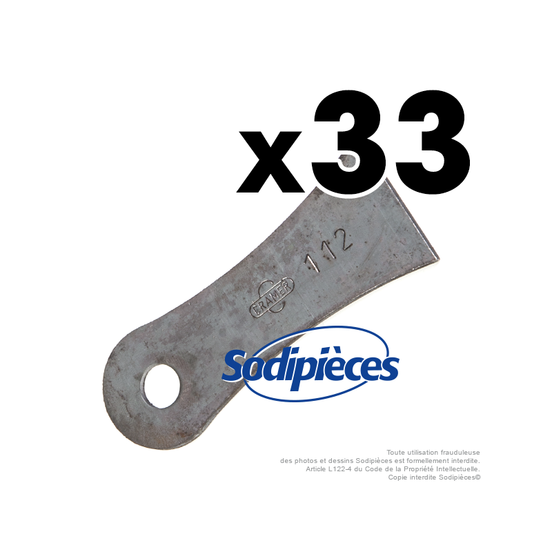 Couteaux scarificateurs pour Cramer n° origine 99.5.2033. Jeu de 33