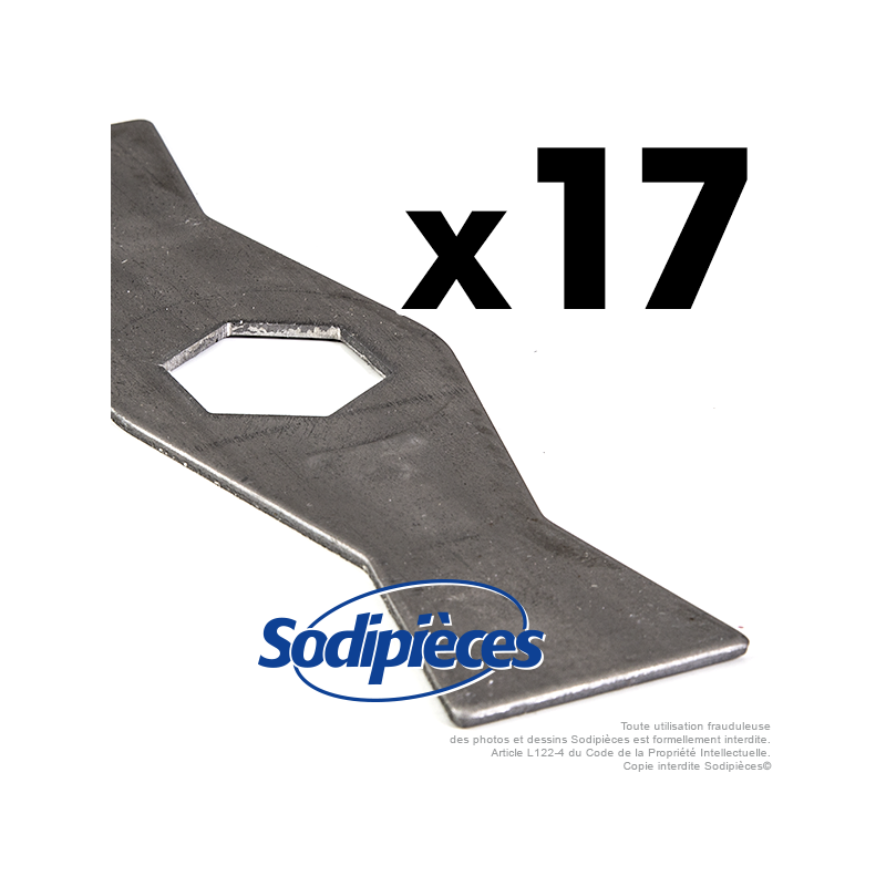 Couteaux scarificateurs pour Gutbrod n° origine 079 85 013. Jeu de 17