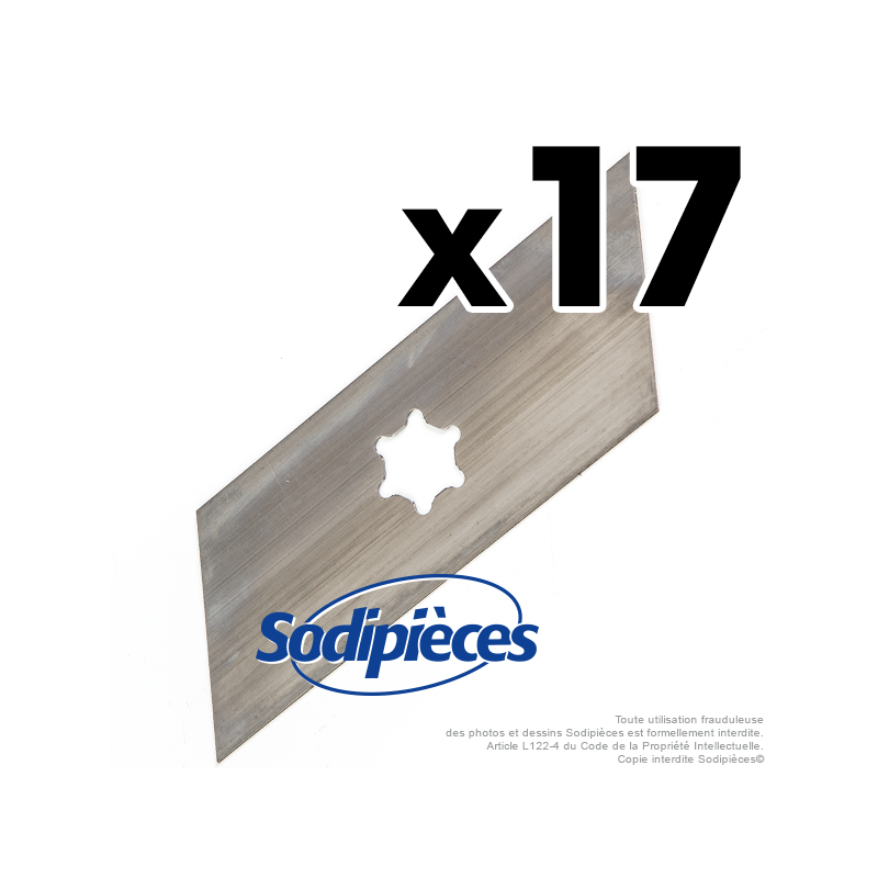 Couteaux scarificateurs pour Kynast 110.000.367, 110.006.067, 00.1857.32. Jeu de 17