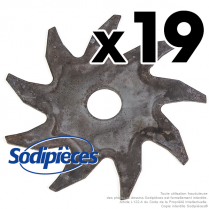 Couteaux scarificateurs pour John Deere n° origine SA32958, 32958. Jeu de 19