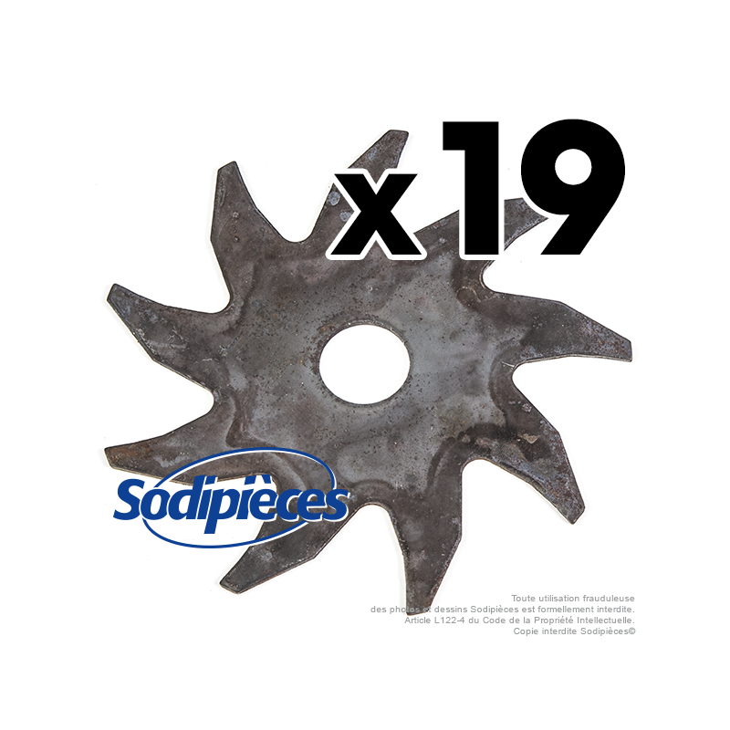 Couteaux scarificateurs pour John Deere n° origine SA32958, 32958. Jeu de 19