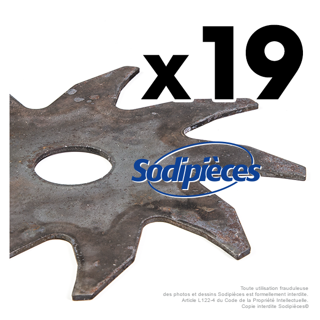 Couteaux scarificateurs pour Sabo n° origine SA32958, 32958. Jeu de 19