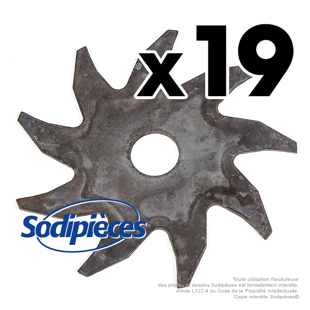 Couteaux scarificateurs pour Sabo n° origine SA32958, 32958. Jeu de 19