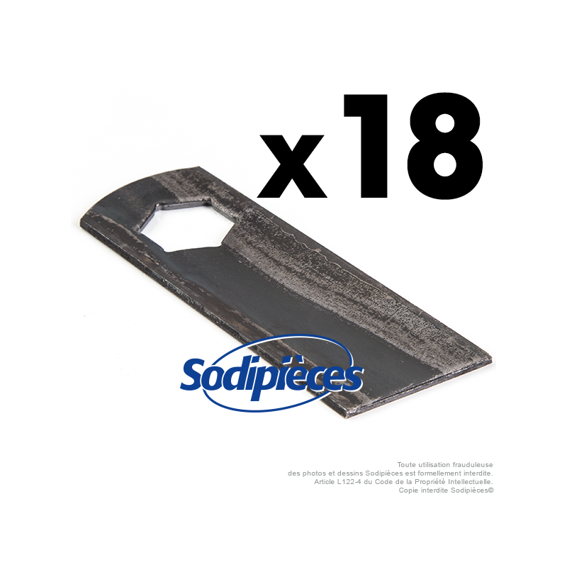 Couteaux scarificateurs pour MTD n° origine 742-0825A. Jeu de 18