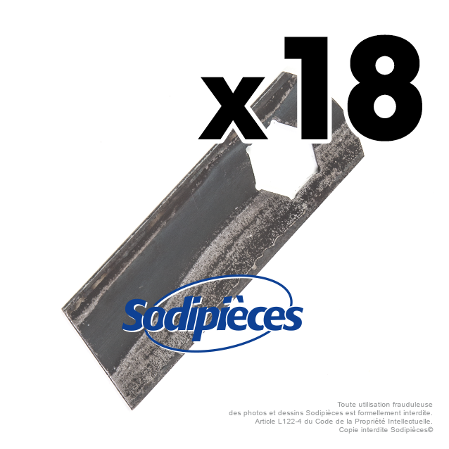 Couteaux scarificateurs pour MTD n° origine 742-0825A. Jeu de 18
