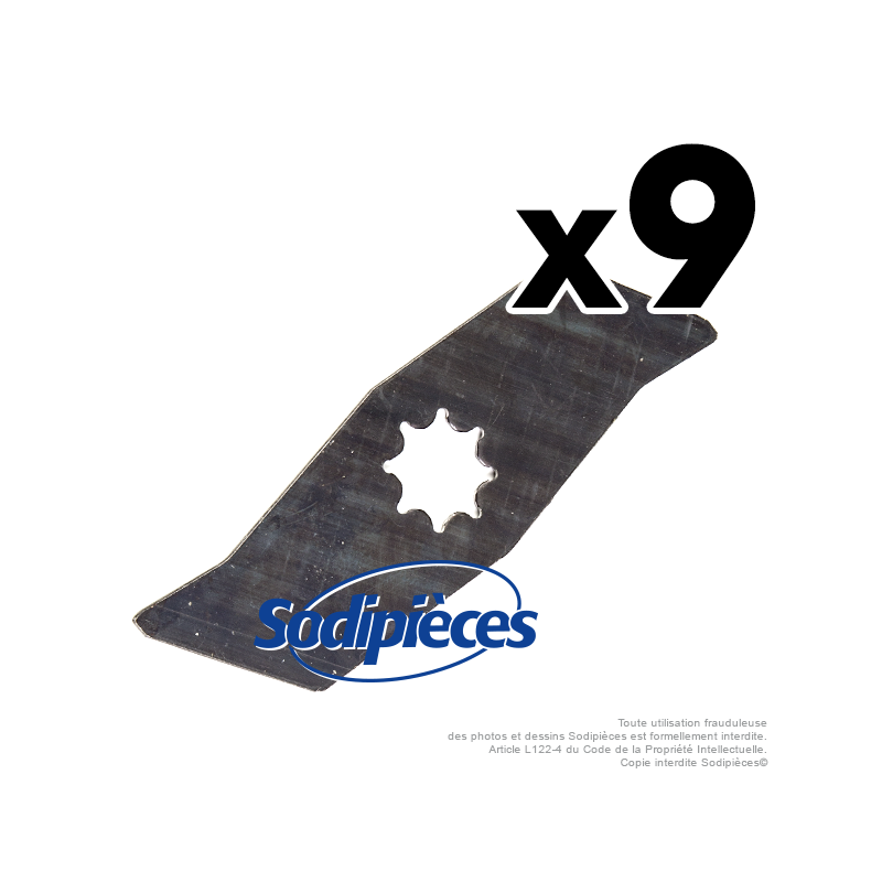 Couteaux scarificateurs pour Wolf n° origine UV-28M, 3615 095. Jeu de 9