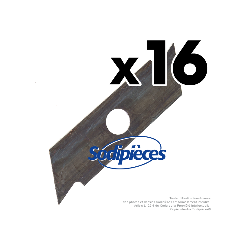 Couteaux scarificateurs pour Toro n° origine 10-261. Jeu de 16
