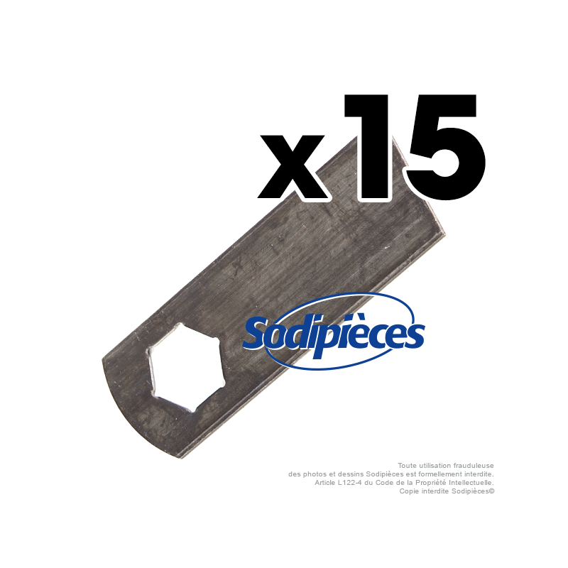 Couteaux scarificateurs pour Gutbrod n° origine 742-0825A. Jeu de 15