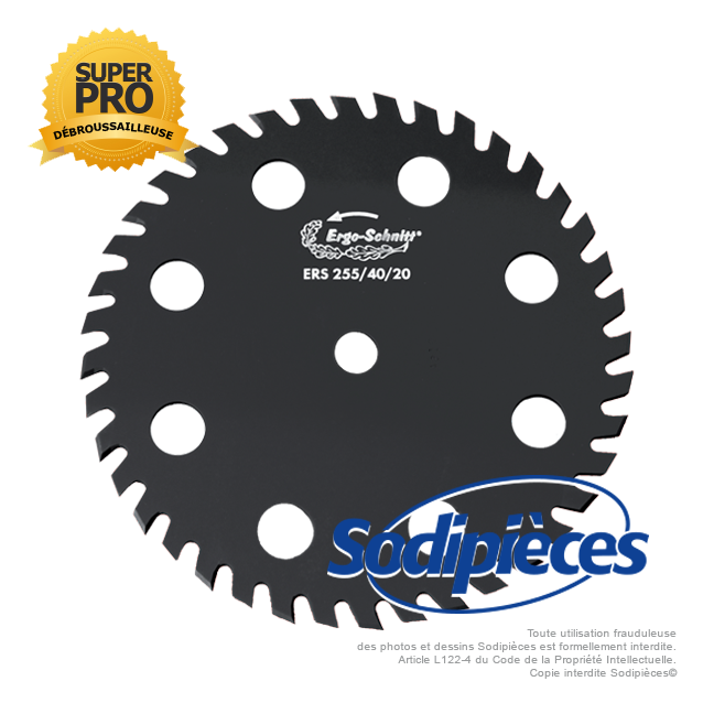 Lame disque 40 dents. Ø 225 mm. Al 20 mm. Ergo-Schnitt® 8 aérations.