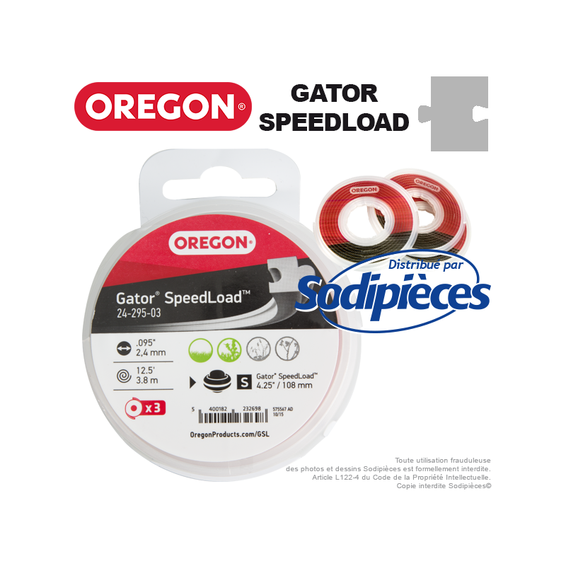Fil débroussailleuse Oregon Gator® SpeedLoad™ 2,4 x 1,6 mm