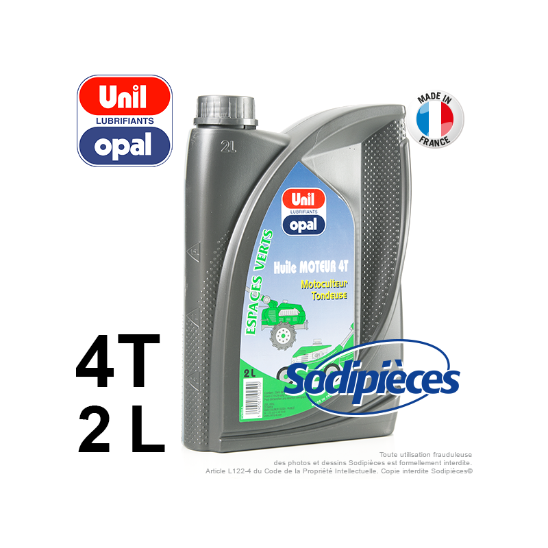 Huile moteur 4 temps Unil Opal pour motoculture. 2 litres