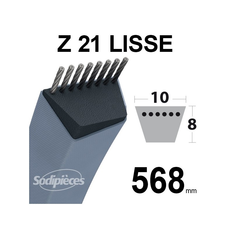 Courroie tondeuse Z21 Trapézoïdale. 10 mm x 568 mm.