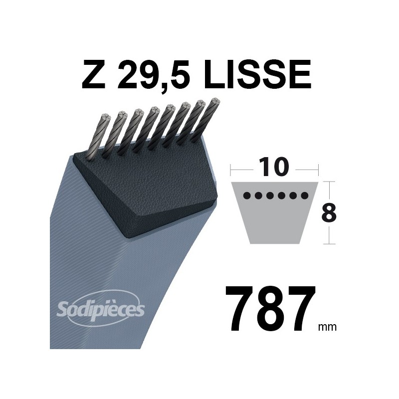Courroie tondeuse Z29,5 Trapézoïdale. 10 mm x 787 mm.