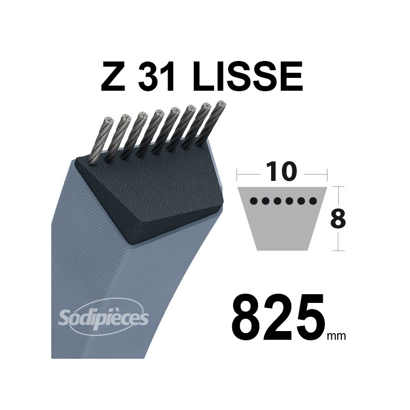 Courroie tondeuse Z31 Trapézoïdale. 10 mm x 825 mm.