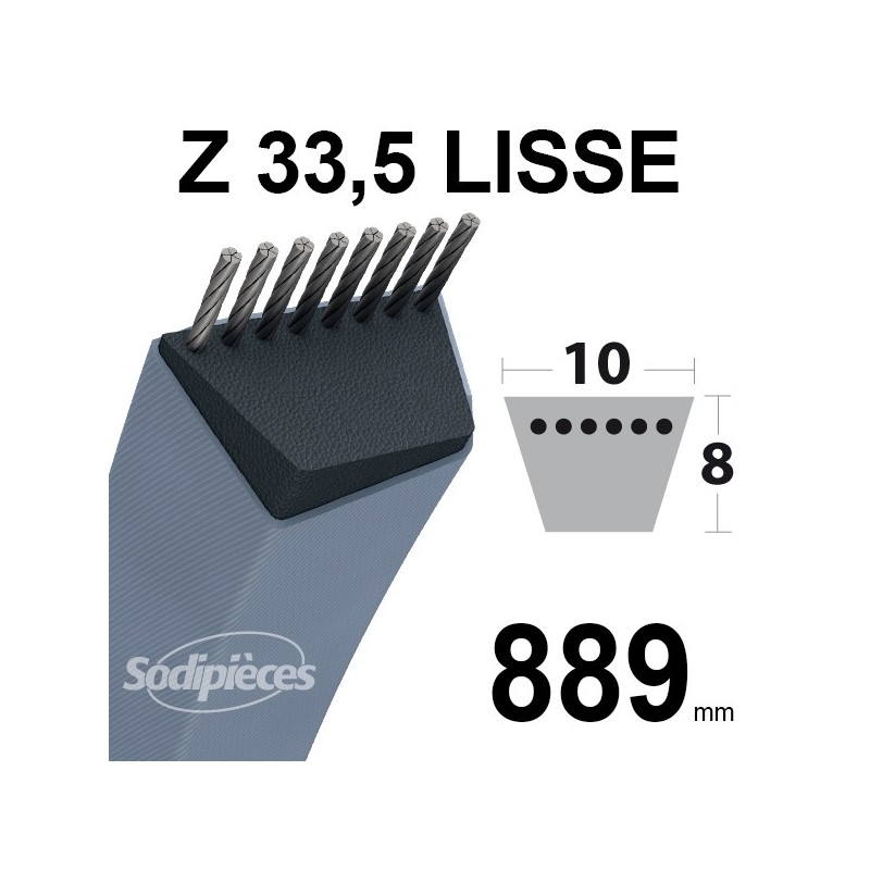 Courroie tondeuse Z33,5 Trapézoïdale. 10 mm x 889 mm.