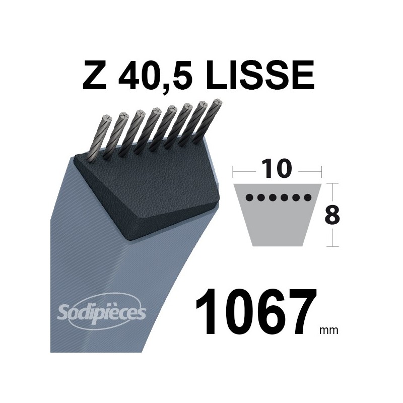 Courroie tondeuse Z40,5 Trapézoïdale. 10 mm x 1067 mm.