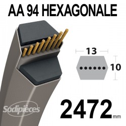 Courroie tondeuse AA94 Héxagonale. 13 mm x 2472 mm.