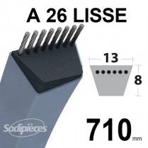 Courroie tondeuse A26 Trapézoïdale. 13 mm x 710 mm.