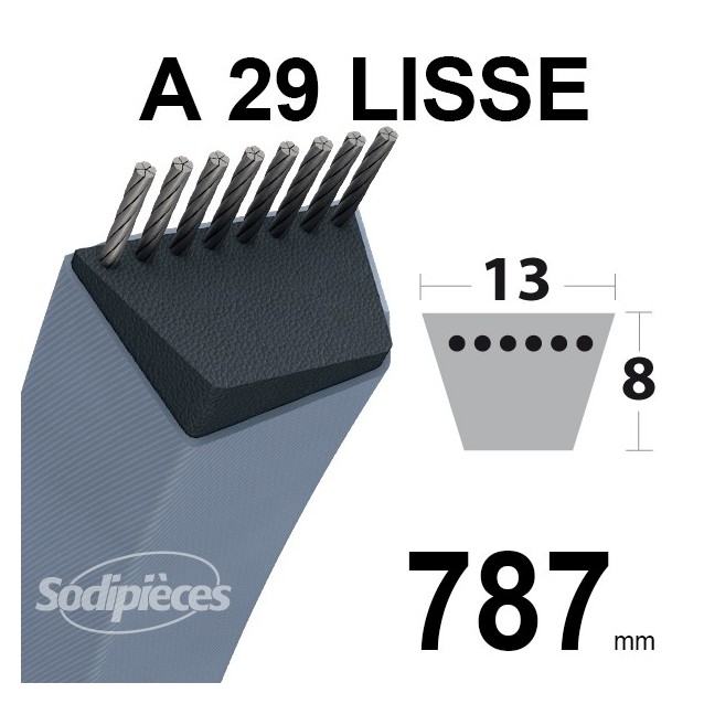 Courroie tondeuse A29 Trapézoïdale. 13 mm x 787 mm.