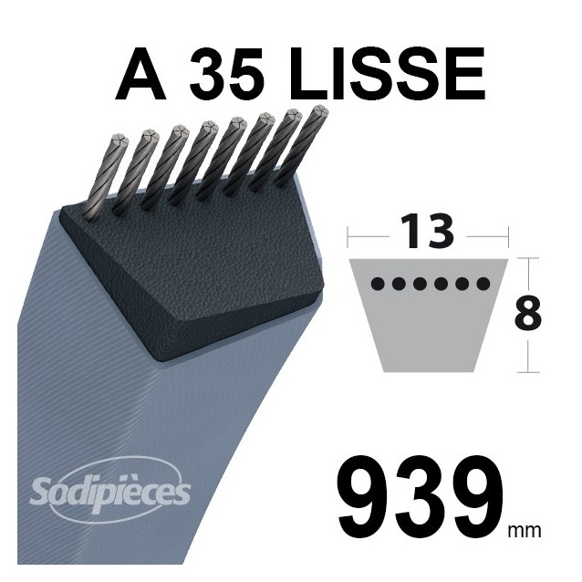 Courroie tondeuse A35 Trapézoïdale. 13 mm x 939 mm.