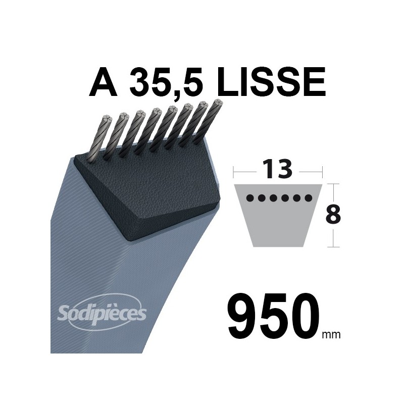 Courroie tondeuse A35,5 Trapézoïdale. 13 mm x 950 mm.